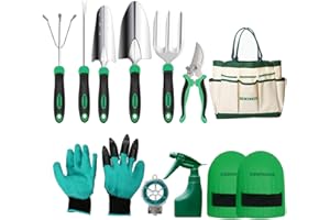 DEWINNER Gartenwerkzeug-Set, Handwerkzeug-Geschenkset, Außentür, Garten, Umpflanzen, Gabel für Gärtner, Kelle, Umpflanzer, Kultivator, Unkrautjäten, mit robuster Aufbewahrungstasche zur Aufbewahrung