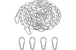 EDITBAR Edelstahl Kette Mit Karabiner Stahlkette,1.5m φ3mm Rundstahlkette,Rundstahlkette Edelstahl Ketten,Metall Ketten Zum Aufhängen,Geeignet Für Hundeleinen,Hängesessel Und Schaukeln