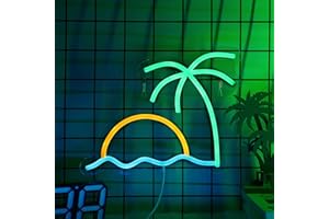 CoolGift Mart Sunrise Sunset Neon Sign, Beach Sun Palm Tree Dimmable LED Neon Light USB Powered, Decorations for Home Bar Cart Summer Beach Restaurant Man Cave, Gifts for Friends Family Kids