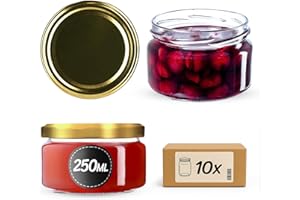KADAX 10er Set Marmeladengläser 250ml mit Schraubdeckel Ø 82 mm in Gold - luftdichte, spülmaschinenfest, ideal für Marmelade, Chutneys, Eingelegtes Gemüse, Fleisch, Pasteten & Babynahrung