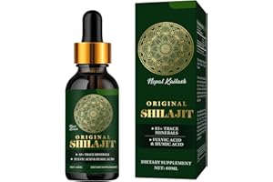 YESMOO Shilajit Original Shilajit Resin-Natural Organic Shilajit con ácido fúlvico y minerales traza Shilajit Original Himalaya Bio Minerales Apoya la resistencia y la vitalidad, gotas puras del Himalaya, 60