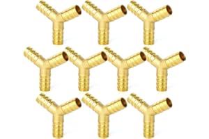 GASHER 10 Pezzi 10mm latón manguera Barb, de 3 vías en forma de Y manguera de conexión de intersección/Líquido/Combustible/Aire