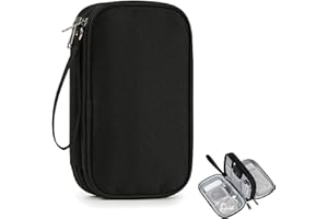 SMGBWAY Borsa Organizer per Cavi da Viaggio,Borsa Accessori Elettronici, 2 Strati Grande Elettronica Viaggio Borsa Custodia Cavi Organizzatore per Caricatore Portatile, Chiavetta USB, Auricolare, Power Bank