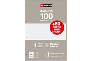 Miquelrius - Recharge de feuilles A4 quadrillées 5x5 mm, 150 feuilles 90 g/m², Perforation standard pour classeur à anneaux, Fournitures scolaires, Couleur gris