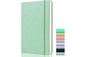 GDMLUP Bullet Journal de Puntos - Cuaderno Punteado a5 con Papel Grueso de 120gsm, 172 Páginas, Bolsillo Trasero, Banda Elástica, 2 Cintas de Marca, Diario Punteado de Tapa dura Premium, Verde Claro
