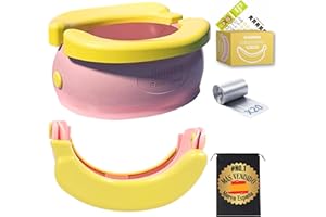 RIVERMUM® Orinal Portatil niños plegable, Orinal Portatil Banana,WC Portatil Niños, Plegable, Para Viajes al Exterior o en casa, incluye 20 Bolsas, Calendario de recompensas y Bolsa transporte (ROSA)