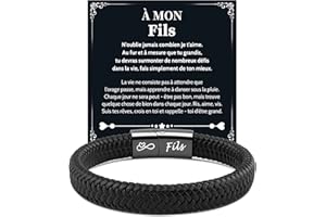 VU100 Cadeau pour Homme/Fils/Papa Bracelet en Cuir pour Homme Cadeau Anniversaire pour Homme Fils Idee Cadeau Homme Original Cadeau de Saint Valentin pour Lui Cadeau de Noël pour Garçons Papa