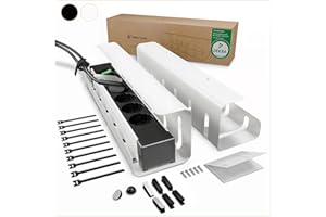 UNITURE® Kabelkanal Schreibtisch [DEKRA Zertifiziert] - 2er Set Kabelmanagement Schreibtisch - 2x40cm Kabelhalter Schreibtisch - Kabelführung Schreibtisch - Cable Management Under Desk - Weiß