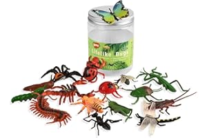BOHS Bug Play Figures, Realistic Insect Toys for Educational Projects - 16 Pcs, 2-3 Inch in Length - Perfect Party Favors on Birthday Cake Stand - XB-LB523.