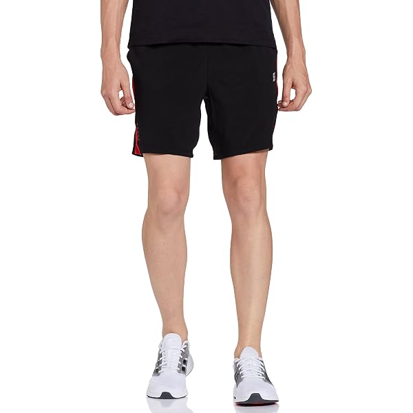 HUGO Men's Diz222 Cotton-Terry Shorts - Black With Red Logo Label, Comfortable Casual Shorts Size S