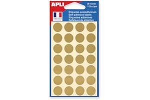 APLI-AGIPA 100602 Pastille Adhésive 15mm Pochette Lot de 112 Doré