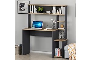 HOMIDEA OLIVIA Scrivania per Computer - Tavolo da Lavoro con ripiani con anta dal design moderno per ufficio soggiorno o la cameretta dei bambini (Olivia - Antrachite)