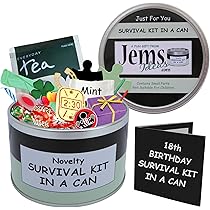 Grandad Birthday Survival Kit In A Can. Novelty Fun Gift - Humorous Granddad Present & Card All In One. Customise Your Can Colour. (Black/Mint) By Jemsideas
