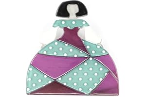 24 JOYAS Broche Menina de resina mate doble capa fucsia y azul con lunares de 24Joyas