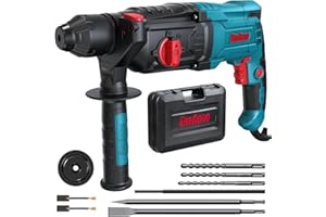 ENEACRO Martello Perforatore SDS-Plus, 6 Velocità Variabili con 4 Funzioni, Frizione di Sicurezza, Capacità di Foratura di 26 mm nel Calcestruzzo - Include 3 Punte, 2 Scalpelli e Cassette
