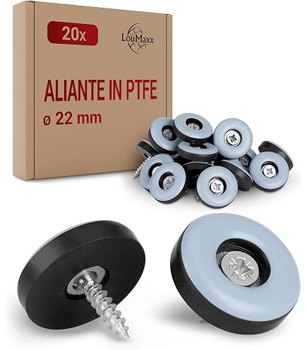 Salvapavimento Casa Ufficio Feltrini Teflon Goodway Per Mobili - 16 Pezzi 25mm Con Viti Per Protezione Pavimenti Feltrini Con Vite 3.5mm - 10