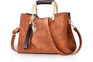 NICOLE & DORIS NICOLE&DORIS Women Top Handle Handbags Shoulder Bag Crossbody Bag Tassel Tote Satchel for Ladies PU Leather