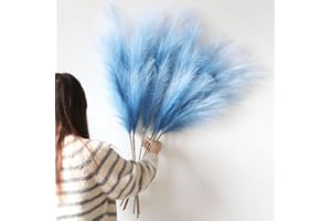 YIYA Decorazione Pampas Secca Grande 6 Pcs 113cm blu Pampas Erba Simulata Pampas Erba Pampa Artificiali Fiori per Soggiorno, Casa, Pavimento, Vaso, Decorazione Boemia