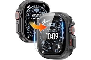 Kamita Metallfodral kompatibelt med Apple Watch Ultra 3/Ultra 2/Ultra 49mm med bakstycke, 2 i 1 robust rustningsskydd med sky