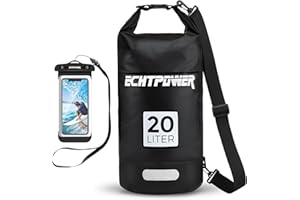ECHTPower Sac Étanche, 20L Sac Imperméable à Dos Dry Bag avec Bandoulière Réglable et Pochette Étanche Téléphone Sac Étanche Nautique pour Natation/Plage/Canoë/Kayak/Pêche/Rafting/Camping