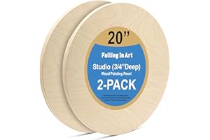 Falling in Art Unfinished Round Birch Wood Panel Set for Painting, Wood Canvas, 2 Pack 20 Pieces Studio 3/4 Inch Deep Weighing Boards for Pouring, Arts, Crafts, Burning and More
