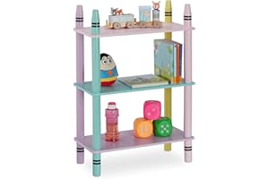 Relaxdays Scaffale per la Cameretta dei Bambini, Libreria, 3 Scomparti, MDF e Legno, HLP 69,5x48x24 cm, Colori Pastello