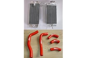FSMOTO Aluminium-Kühler + Silikonschlauch für CRF450 CRF450R CRF 450 R 2005 2008 2006 2007 05 06 07 Rot