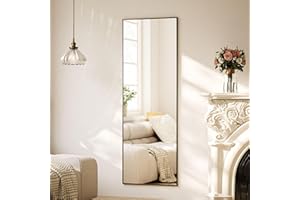 ‎BEAUTYPEAK BEAUTYPEAK Ganzkörperspiegel 150x40 cm, Standspiegel und Wandspiegel mit Aluminiumrahmen, Shatterproof Glas für Verzerrungsfreie Reflexion, ideal für Outfit Checks, Schlafzimmern, Fluren Schwarz