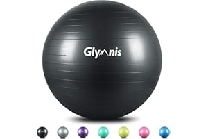 Glymnis Ballon de Fitness Ballon de Gymnastique 55cm 65cm 75cm Balle d’Exercice Antidérapant Maximale jusqu'à 300 kg