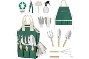 VEGAMALL Garden Tools Set 12Pcs Gardening Hand Tool Gift Kits Garden Lovers Gift Stainless Steel Multi Functional Gardening Set