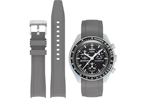 EverAct Straps for Moonswatch Watch,Curved No Gap Rubber Strap Compatible with Omega X Swatch Moonswatch Speedmaster 20mm Watch,Swatch Omega Moonswatch Speedmaster Watch Replacement Band Men Women