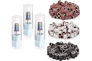 MEDILOE 303 Pcs Sanding Bands for Nail Drill Nail Sanding Bands #80#120#180 Grit Nail Files for 3/32 Shank Inch Nail Drill Bits for Electric Nail Files Nail Drill Machine