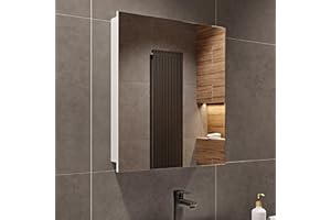 HAJDUK FURNITURE Szafka Biały Mat Wisząca Łazienkowa z Lustrem - 50x60x14 cm - Funkcja cichego domykania - Szafka ścienna do łazienki - Szafka ścienna z 3 półkami