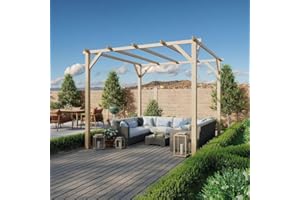 THEGOODGARDEN Pergola in Legno 3x3 m per Esterno e Giardino – Pino Massello Impregnato in Autoclave – Struttura per Gazebo o Carport – Kit di Montaggio Incluso – Altezza 247 cm – Colore Naturale