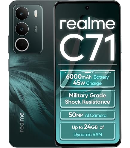 realme C75 5G Smartphone, 8+256GB, Gran batería de 5828 mAh, Procesador 5G Dimensity 6300, Cámara con IA de 50 MP, Resistencia al Agua de Primer Nivel IP69, Negro realme C75 5G Smartphone, 8+256GB, Gran batería de 5828 mAh, Procesador 5G Dimensity 6300, Cámara con IA de 50 MP, Resistencia al Agua de Primer Nivel IP69, Negro