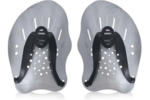 SAVOSWEET Paletas de Natación, Palas Natacion Piscina Adulto, Pades de Mano Grises con Correas Ajustables, Accesorios para Natación, Equipo de Entrenamiento de Natación