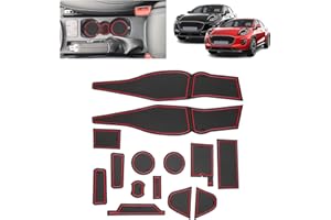 BSTW Compatibile con Ford Puma II 2020-2024 Tappetini Antiscivolo per Ford Puma ST ST-Line Titanium Tappetini in Gomma per Console Centrale, Porta Bicchieri, Scanalatura Porta (Rosso)
