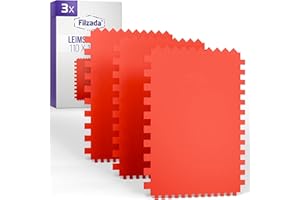 Filzada® 3x Zahnspachtel Kunststoff - Leimspachtel gezahnt - verschiedene Anwendungen: Fliesenspachtel - Effektspachtel - Strukturspachtel - Leimauftragsspachtel mit perfekter Zahnung