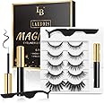 Magnetic Eyelashes,Magnetic Eyeliner and Lashes Kit have Soft Reusable Waterproof Long Lasting 5 Pairs of 3D Magnetic Eyelashes Natural Look No Glue