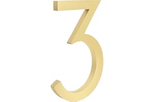 HASWARE Numéro de Maison Flottant 6 Pouces (15 cm) Numéros de Porte élégants Plaque Alphabet Numéros d'adresse du Domicile de la Rue (3, Doré)
