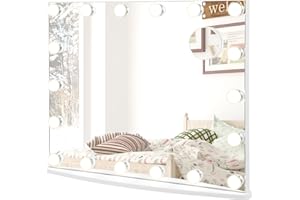 COSTWAY Lusterko do makijażu z oświetleniem 62,5 x 51 cm, 18 diod LED, lustro Hollywood z 3 kolorami światła i 4 jasnościami światła, inteligentny ekran dotykowy, lusterko kosmetyczne, 3-krotne