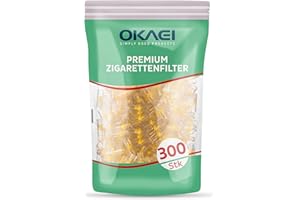 OKAEI Filtri Premium per Sigarette - Pacco da 300, Bocchini Riducenti Tar e Nicotina, Punta Universale 7.5-8mm, Filtrazione Avanzata, Non Altera il Sapore, BPA-Free