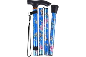 SPDYCESS Bâtons de Marche Pliable Aluminium, Fleurs à Motifs Canne de Randonnée Réglable, Léger Voyage Baton Poignée Ergonomique Antidérapante pour Femmes Hommes