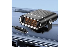 KQWVZ Bilvärmare, 12 V 150 W bilvärmefläkt, 2 i 1 vindruteavfrostning, värmefläkt för bil 360° roterbar med cigarettändarkont