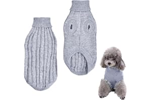 BHOULANDI Dog Sweater, Turtleneck Dog Jumper, Winter Knitted Pet Pullover, Warm Puppy Sweater Coat Vest Knitwear Clothes, Crochet Dog Apparel for Small Medium Dogs and Cats Autumn Winter Indoor Outdoor (M)