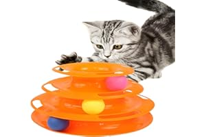 YUEMING Balle Jouet Chat Labyrinthe Balle Jouet Circulaire avec Balles 3 Étages Jouet Interactif Chat Jouet (Orange)