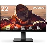 KOORUI Monitor 22" FULL HD 75 Hz, (1920 x 1080, VA, VGA, HDMI 1.4), Flicker Safe, 99% sRGB, Contrasto 3000:1, Tempo di Rispos