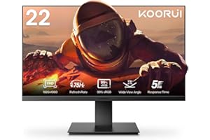 KOORUI 22 Zoll Business Computer Monitor, Desktop Gaming Monitor, FHD 1080p, 75hz, Eye Comfort, sRGB 99% Farbumfangs, (Ultrad