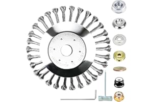 SUEVUT 8 Inch Wire Grass Trimmer Head, Universal Garden trimmer, Strimmer Wire Brush Head with Knotted Wire, Universal Solid Steel Wire Wheel for Brush Cutter Attachment Replacement