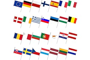 PANDIUI23 28 sztuk flagi korbowe Unii Europejskiej na Święto Narodowe, święta, parady, flaga ręczna, wydarzenia sportowe, dekoracja barów bandery Unii Europejskiej, proporczyki